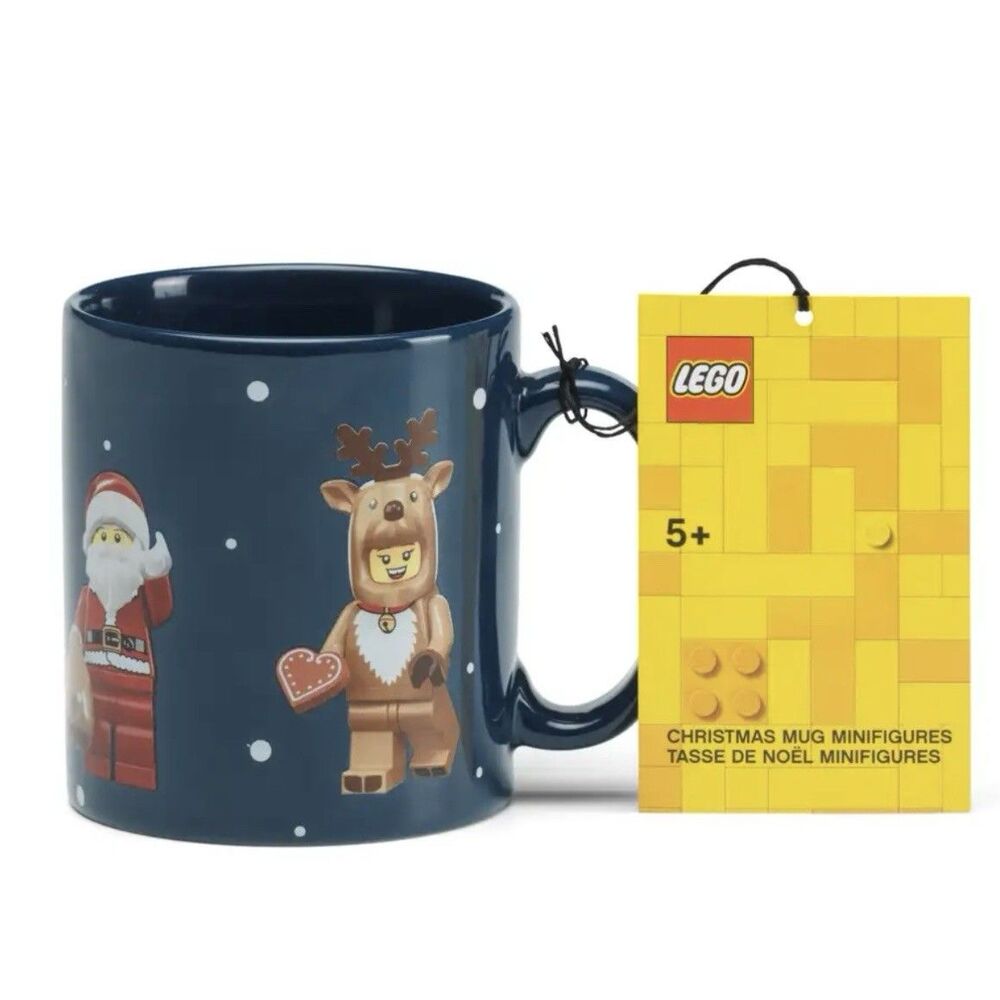 New Lego Christmas Mug Mini Figures 10 Oz Blue Snowman Reindeer Santa Gift Cup